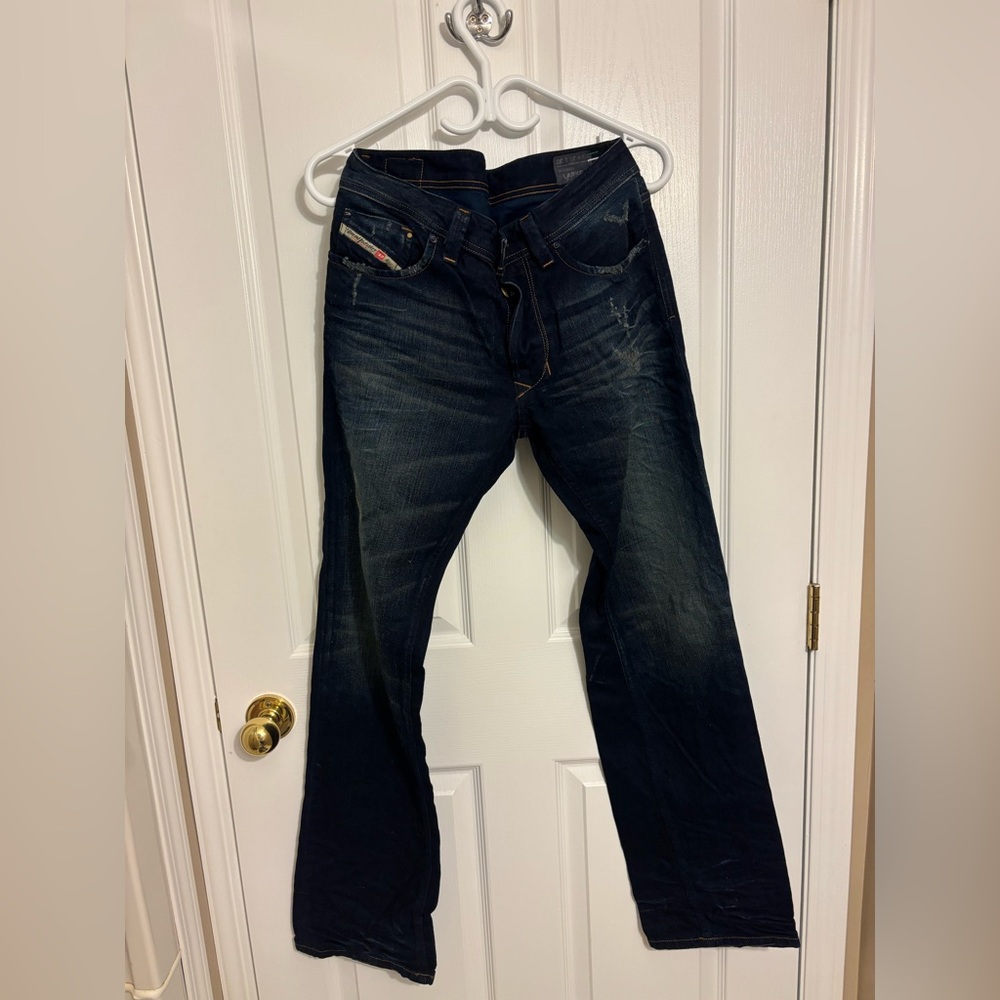 Dark Blue Straight-Leg Men's Denim Jeans
